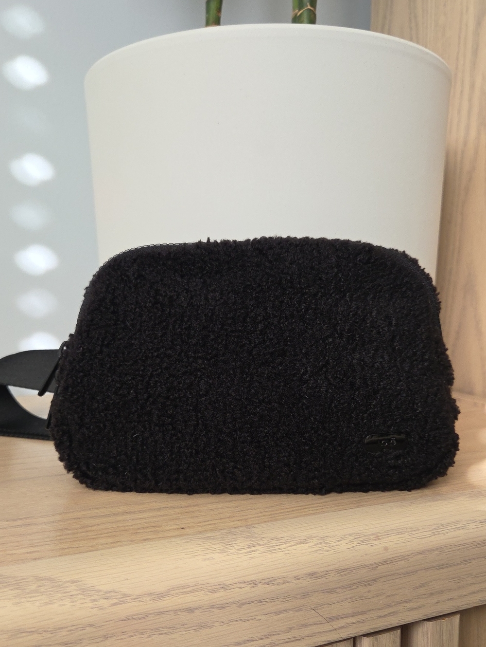 Nearly New Lolë Black Monochrome Sherpa Teddy Edition Belt Bag